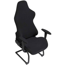 Housses ergonomiques extensibles en polyester pour fauteuil de jeu inclinable de bureau ou de course, noires (fauteuil non inclus).