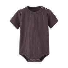 Girls Boys Onesie Summer Soft Solid Color Round Neck Short Sleeve Bodysuit Kids Leisure Sleepwear One-Pieces,Dark Gray,18-24 Months