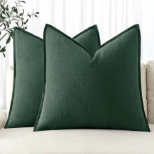 Fundas de almohada de lino y algodón de 40x40 cm, verde oscuro