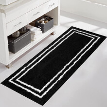 Tapete de banheiro em microfibra preta, 50,8 x 150 cm (20 x 59 polegadas)