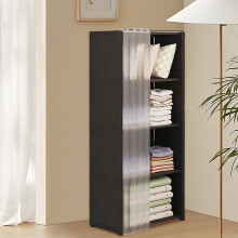 Floor Standing Multi Tier Storage Cabinet, Bookshelf and Clothing Organizer with Shelving, Tall Wardrobe Rack for Home, Bedroom, Office, Space Saving