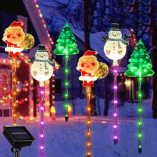 Paquete de 6 luces solares navideñas con muñeco de nieve y reno.