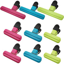 Chipzakclips, 9 stuks, luchtdicht, extra stevig, van plastic voor het bewaren van voedsel, diverse maten, geschikt voor snacks in de keuken.