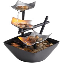 Tafelwaterfontein met automatische pomp en rivierstenen – Rustgevende zen-geluidsmachine voor thuis, op kantoor of in de slaapkamer (21 cm)