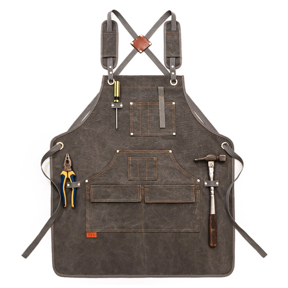 Woodworking Apron, Heavy Duty Canvas Working Tool Apron With Pockets, Adjustable Strap Aprons For Women, Men 9329345006517