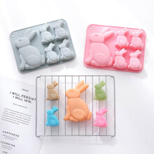 Moule en silicone alimentaire (2 pièces) pour chocolats et gâteaux en forme de lapin de Pâques