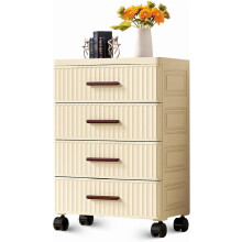 Chariot de rangement en plastique à 4 tiroirs, organisateur vertical à roulettes pour chambre, salon, bureau et entrée