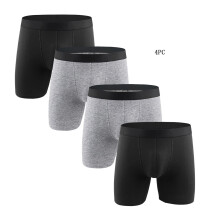 Herenondergoed, 4-delige herenonderbroekenset, grote maat, extra lange sportonderbroek voor wat vollere mannen, effen kleur