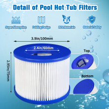 Screw-in Hot Tub Filter Cartridges Replacement for All RELXTIME, ALEKO, Wejoy, Aquaspa Spa,Clever Spa Filter