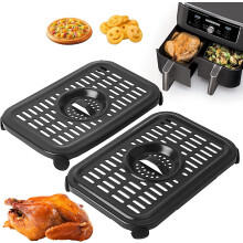 Air Fryer Grill Pan for Ninja Foodi DZ090/DZ201/DZ100, 2-Pack Crisper Plate Tray, Dishwasher Safe, Not for 10-Quart Models