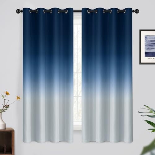 Cortinas Ombré Blackout 52x84 polegadas Cinza-Branco