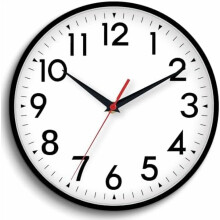 16" Silent Battery Wall Clock, Non-Ticking Analog Clock for Living Room, Office, Kitchen, Classroom, Bedroom, Bathroom, School (Black)