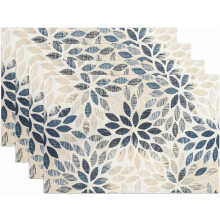 Marineblaue Tischsets mit Dahlienmuster, 4er-Set, 30 x 45 cm