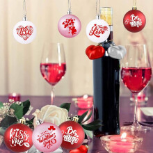 12pcs 6cm Valentine's Day Ball Ornaments Red Pink White