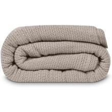 Leno Weave Taupe Blanket, Queen 100% Cotton, Lightweight & Cozy Throw for Bed, Sofa, Dorm – All Season [90x90]