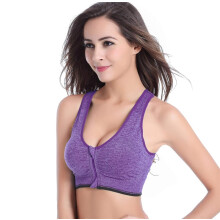 Women's Zip Front Sports Bra Wireless Post-Surgery Bra Light Active Yoga Sports Bras