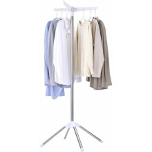 Séchoir à linge pliable sur trépied de 150 cm (59 po), rail rotatif pour 68,5 cm (27 po), en acier inoxydable peu encombrant, blanc/argent,