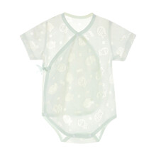 Grenouillère d'été pour nouveau-né, combinaison en coton à manches courtes avec protection abdominale – Verte, 6-9 mois, convient aux