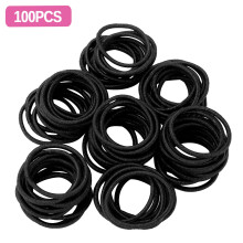 100 élastiques à cheveux en caoutchouc sans couture - 2,5 cm, élastiques noirs pour filles, mini élastiques souples pour queue de cheval