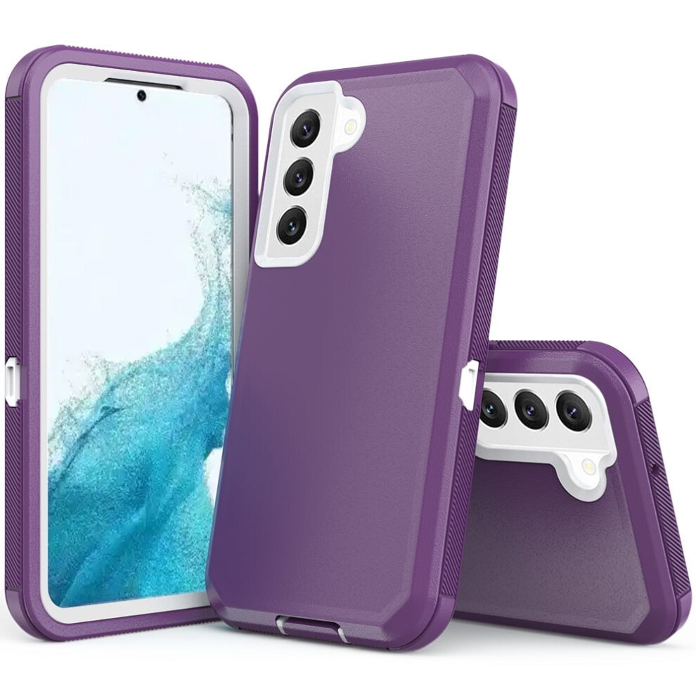 Xhy Rugged 3-In-1 Protective Case For Samsung Galaxy S22 & S22 5G Â Compatible With Samsung S22 Purple 9399596511337
