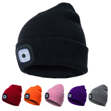 opvise Unisex Winter LED Licht Leuchtende warme Strickmütze Outdoor Camping Stirnlampe Kappe Fluoreszierend Grün