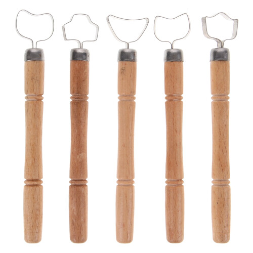 Pottery Handle Making Tool Wood Metal 5Pcs 4.7In