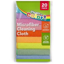 Microvezel reinigingsdoekjes (20 stuks), pluisvrij, levendige kleuren, 29 x 29 cm, voor auto's, ramen en thuisgebruik – geschikt voor alle