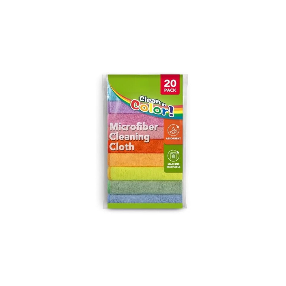 Microfiber Cleaning Cloth 20Pk, Lint-Free, Vibrant Colors, 11.5"11.5", For Cars, Windows, Home Â Compatible With All Surfaces White 9555307337508