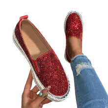 Zapatos casuales para mujer, zapatos de vestir para mujer, sandalias de lentejuelas rojas de color liso para ir al trabajo o para negocios, talla 6.5