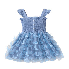 Toddler Baby Girls Floral Dress Kids Baby Girls Spring Summer Print Ruffle Tulle Butterfly Sleeveless Princess Dress For 12-18 Months