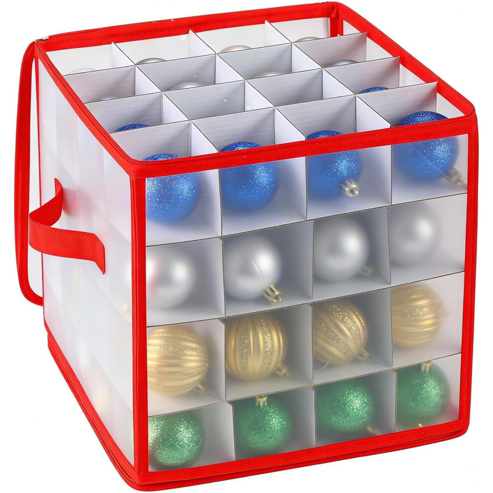 Christmas Ornament Organizer, 64-Ball Waterproof Container With Double Zipper, Dividers & Handles Â Compatible With Holiday Decor Storage 9555307336839