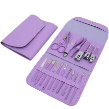 Professional 12-Pc Manicure Set: Stainless Steel Nail Clippers, File & More, Compatible with Sharp, with Case
