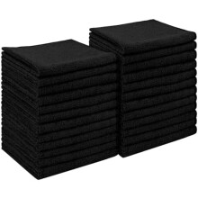 Mikrofiberklut, svart, 24 stk., 28 x 28 cm, lofri for biler, SUV-er, vinduer, kjøkken, verksteder – kompatibel med alle overflater