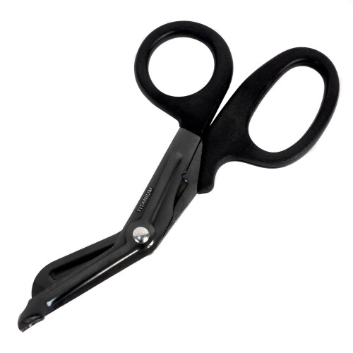 Autoclavable Titanium Bonded Bandage Shears 7 1/4" Bent - Black