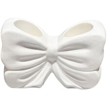 Porte-brosse à dents en céramique avec nœud papillon, blanc et rose