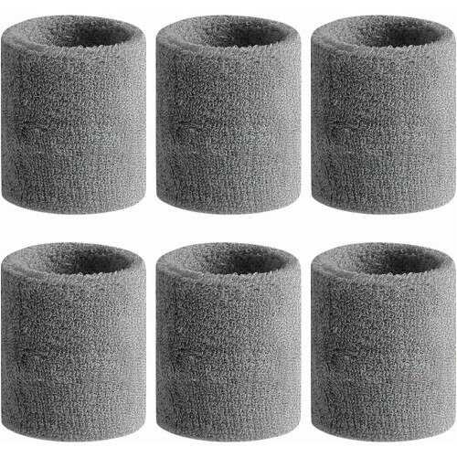 6 Pack Cotton Wrist Sweatbands 8 x 8 cm