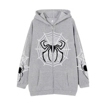 Bluza z kapturem zapinana na zamek z nadrukiem pająka, unisex, rozmiar XXXL