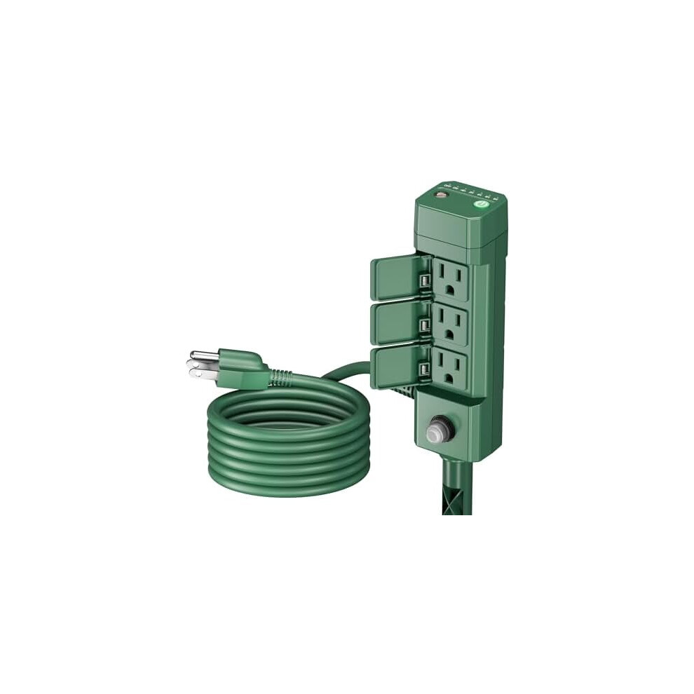 Outdoor Power Stake Timer With Dusk-To-Dawn Sensor, 6 Grounded Outlets, 6Ft Cord, 1875W/15A, Etl Listed, Compatible With Christmas Decorations 9085618271463