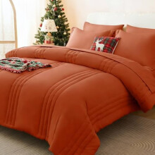 Conjunto de Edredom de Microfibra Terracota de 7 Peças - Tamanho Queen