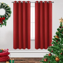 Blackout Curtains 72" L, 2 Panels (W52xL72"), Thermal Insulated, Room Darkening Grommet Drapes, Red – Compatible with Standard Rods