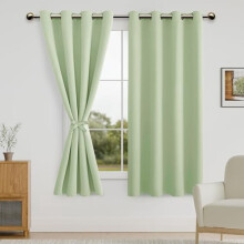 Blackout Curtains for Bedroom with Tiebacks – Room Darkening, Privacy, Grommet Top, Seafoam Green, 52x63", Set of 2