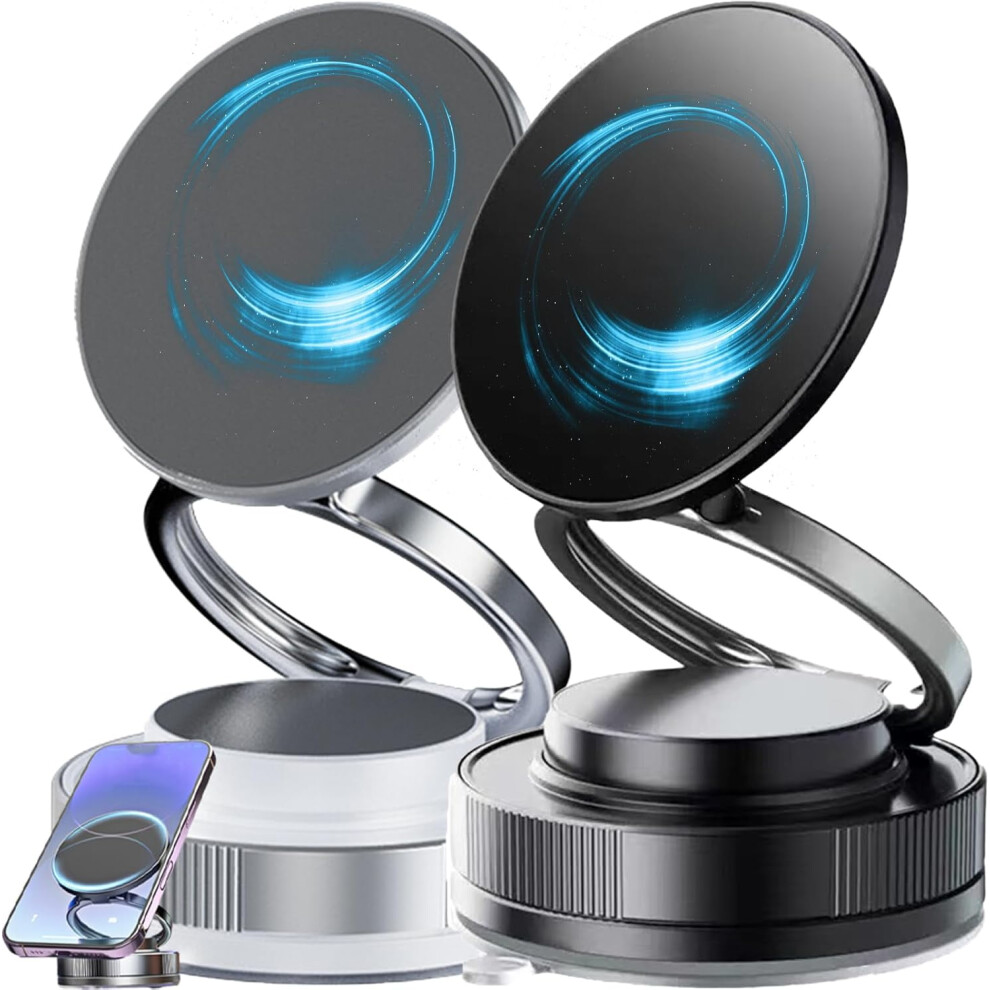 Magnetic Phone Holder With Suction Cup, 360 Adjustable Vacuum Magnetic Phoneholder For Car, Ultra-Strong Vacuum Suction White/Black 9422877298129