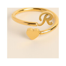 To My Granddaughter Initial Heart Ring 26 Letter Heart Ring Simple Fashion Jewelry Popular Accessories Rings R
