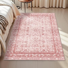 Tapis rose vintage 90 x 150 cm à poils courts antidérapant