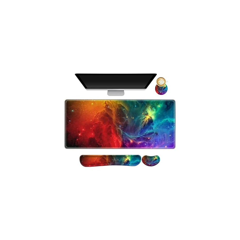 Xxl 4-In-1 Mouse Pad Set With Memory Foam Wrist Rests 9450273264547