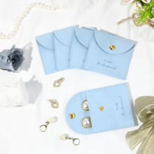 Brautjungfern-Schmuckbeutel-Set, 8-teilig, blauer Samt