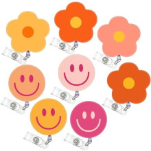Set di 8 portabadge a forma di fiore e sorriso con clip