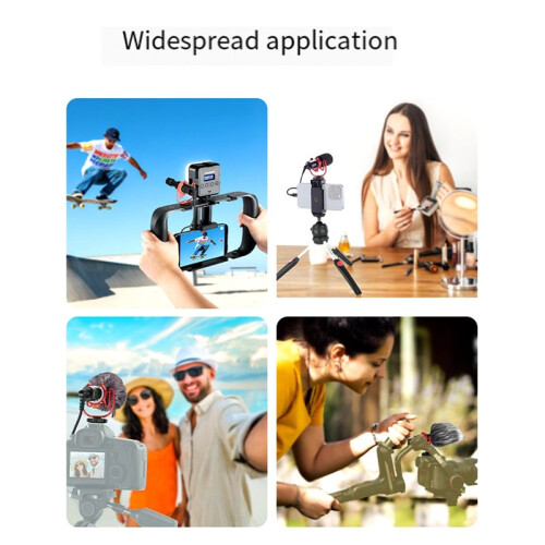 VM10  Vlog Microphone 3.5mm TRS USB C OTG Shock Mount Windscreen Mic for Android IOS Phone Plug