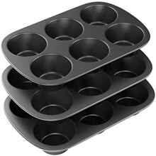 Pachet de 3 forme antiaderente pentru brioșe, tavă pentru cupcakes din oțel carbon, ușor de curățat și perfectă pentru prepararea brioșelor