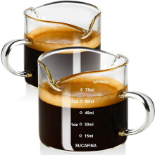 Conjunto de 2 xícaras de café expresso em vidro borossilicato com design duplo.